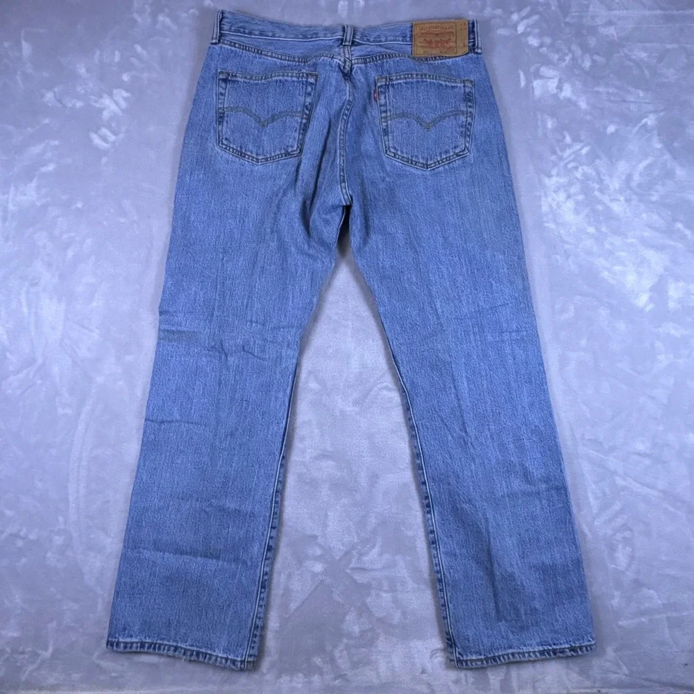 Levis 501 Original Fit Mens Blue Denim Straight Leg Button Fly Jeans 36x30